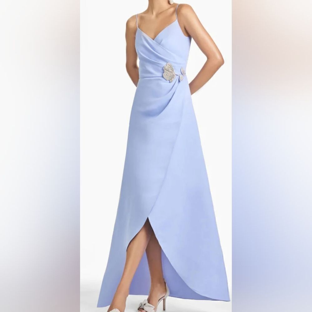 Sachin & Babi Abby Draped Tulip Gown NWT size 12 Periwinkle Purple